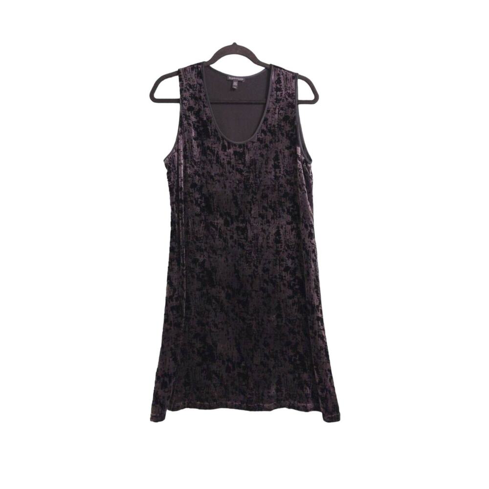 Eileen Fisher Womens Shift Dress Purple Mottled Velvet Knee Length Sleeveless S